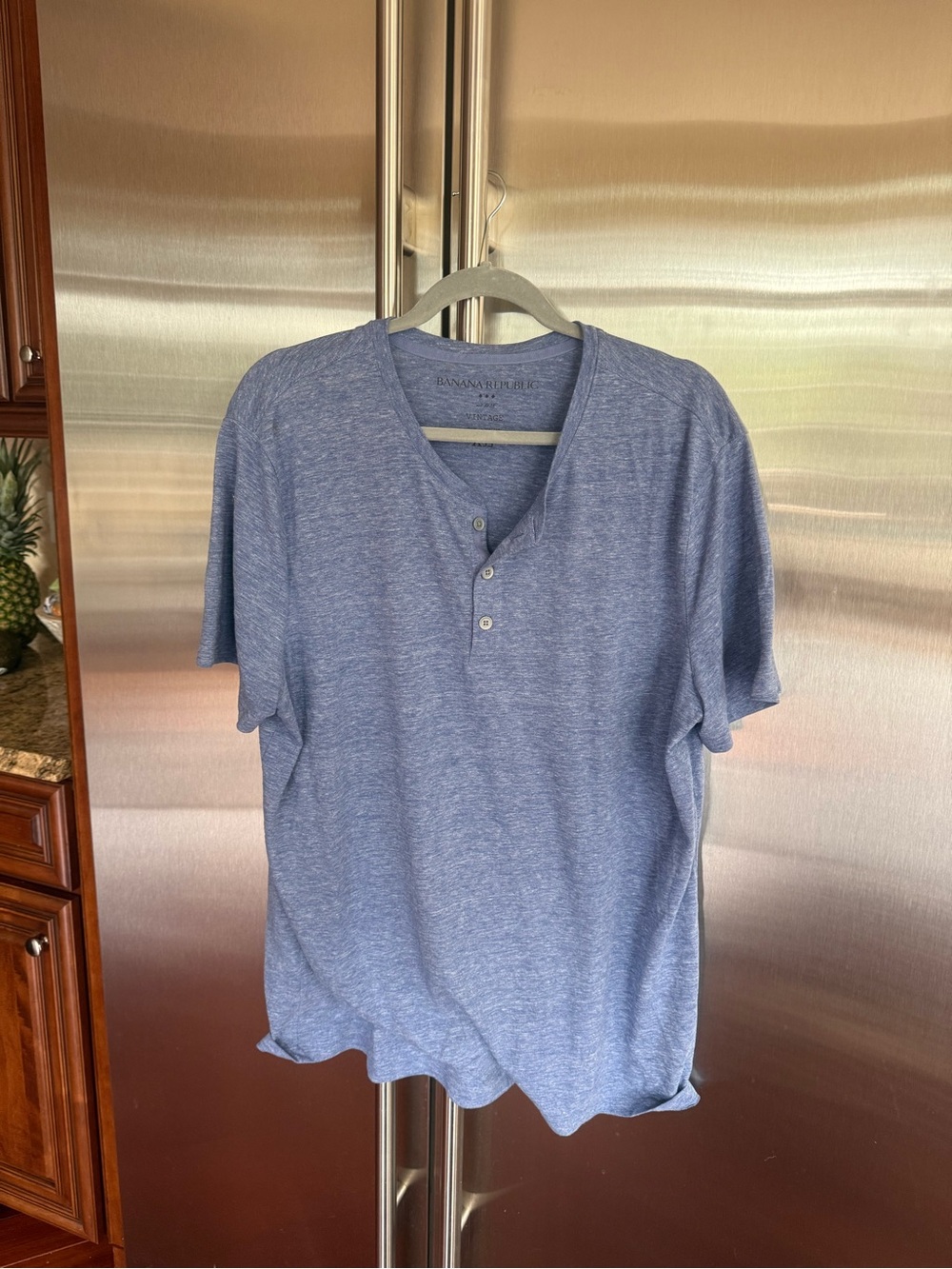 Banana Republic Factory Heathered Blue Short-Sleeve Henley